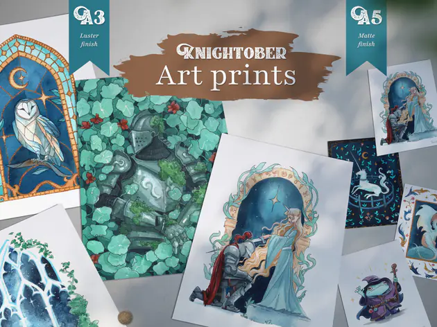 Knightober Watercolor Art Prints
 